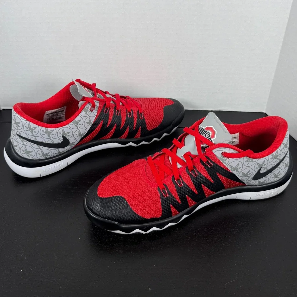 Nike Mens Size 10 Ohio State Buckeyes Free Trainer 5.0 V6 Shoes 723939-006